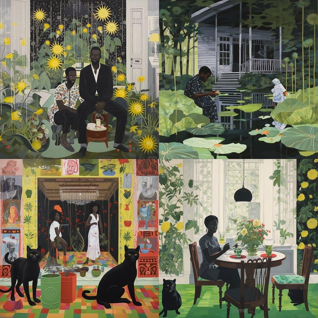 Kerry James Marshall style, Midjourney V5.1, render 1 of 4
