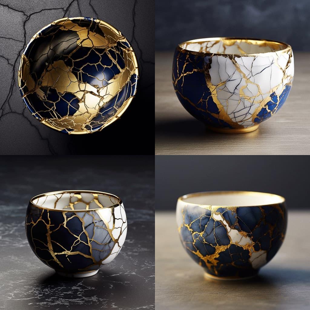 Kintsugi style, Midjourney V5.1, render 1 of 4