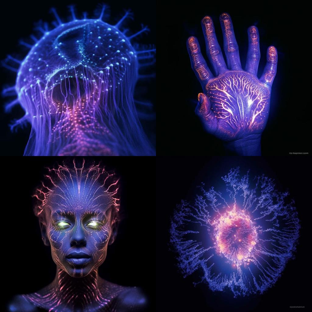 Kirlian photography style, Midjourney V5.1, render 1 of 4