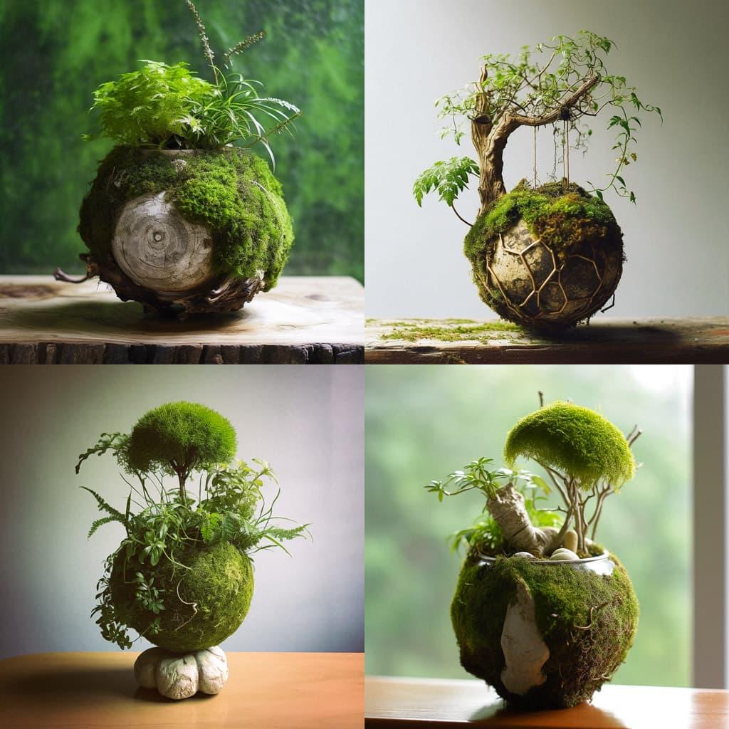 Kokedama style, Midjourney V5.1, render 1 of 4