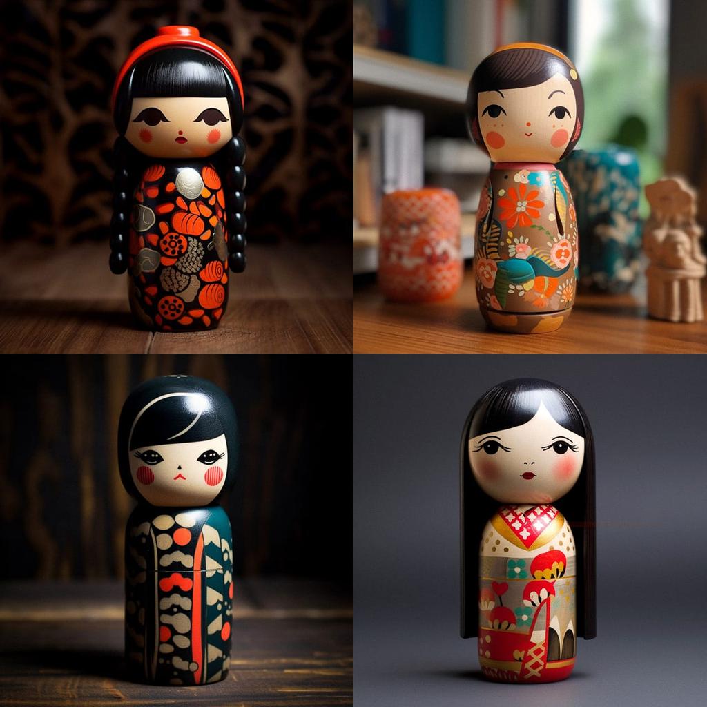 Kokeshi doll style, Midjourney V5.1, render 1 of 4