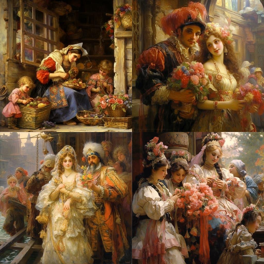 Konstantin Makovsky style, Midjourney V5.1, render 1 of 4