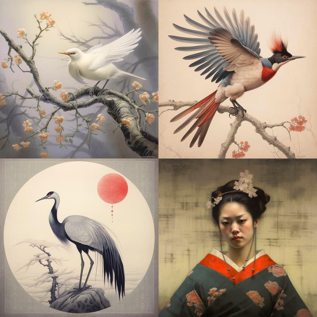Koson Ohara style, Midjourney V5.1, render 1 of 4