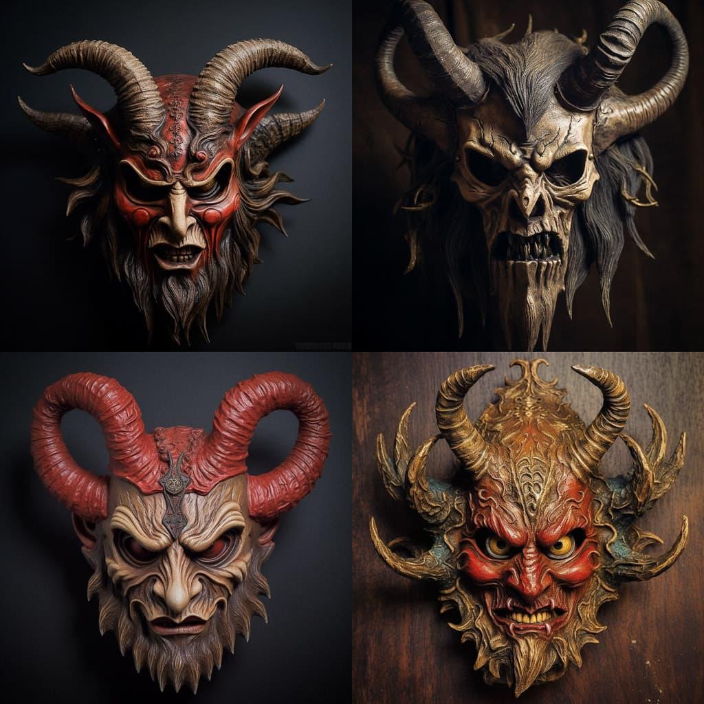Krampusnacht festival mask style, Midjourney V5.1, render 1 of 4