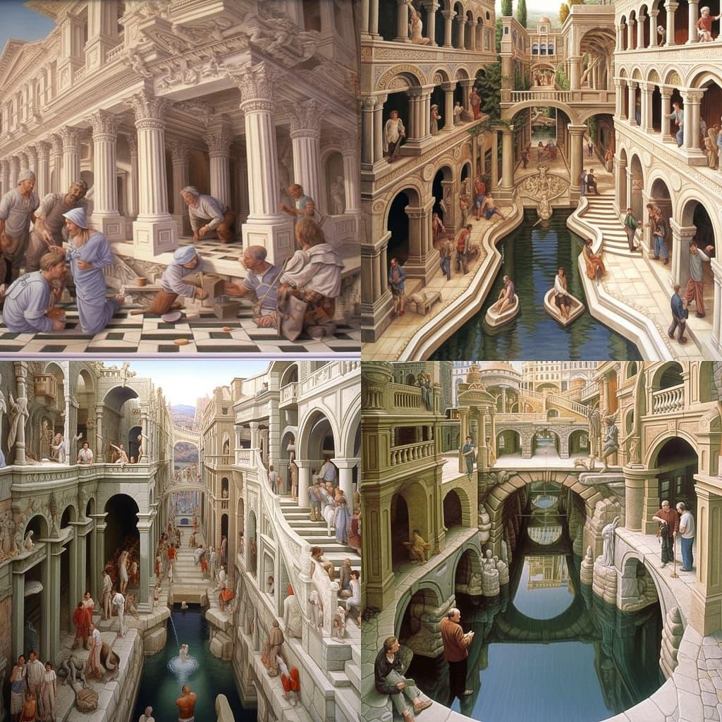 Kurt Wenner style, Midjourney V5.1, render 1 of 4