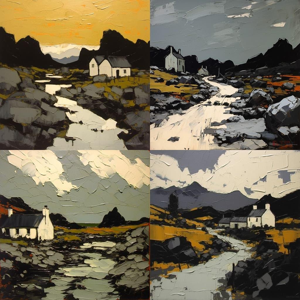 Kyffin Williams style, Midjourney V5.1, render 1 of 4
