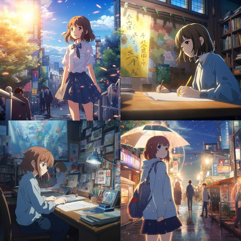 Kyoto Animation studio style, Midjourney V5.1, render 1 of 4