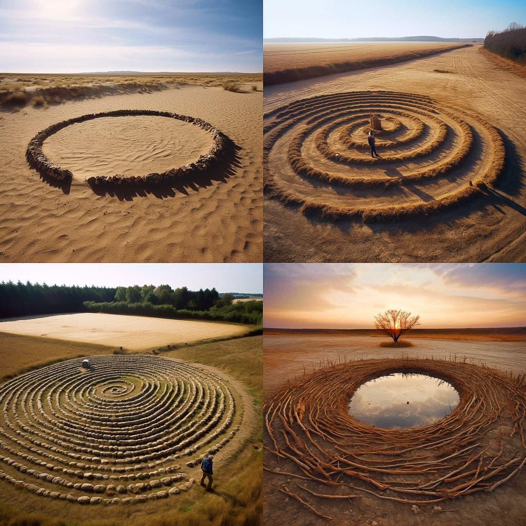 Land art style, Midjourney V5.1, render 1 of 4