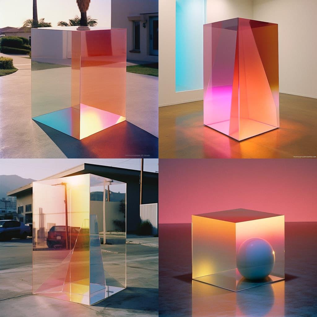Larry Bell style, Midjourney V5.1, render 1 of 4