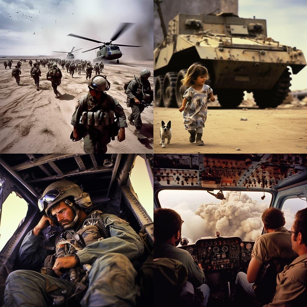 Larry Burrows style, Midjourney V5.1, render 1 of 4