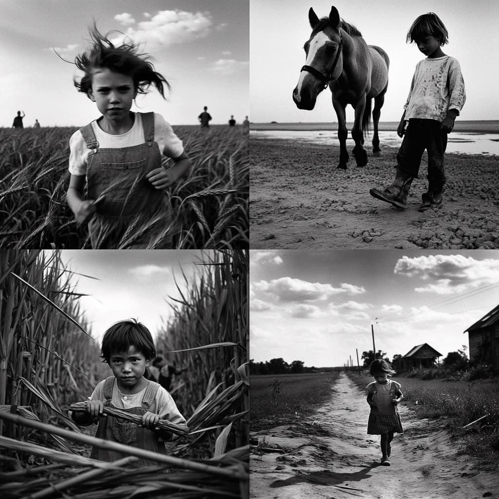 Larry Towell style, Midjourney V5.1, render 1 of 4