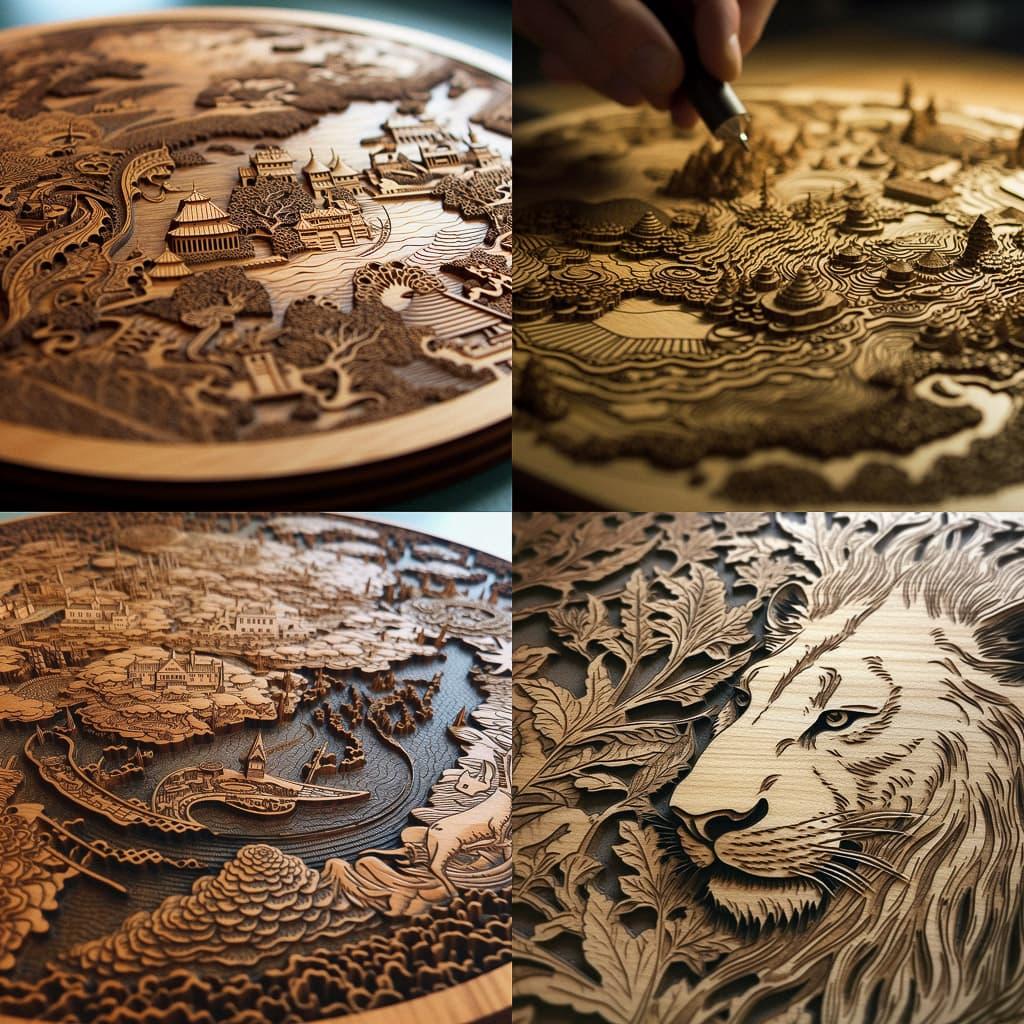 Laser engraving style, Midjourney V5.1, render 1 of 4