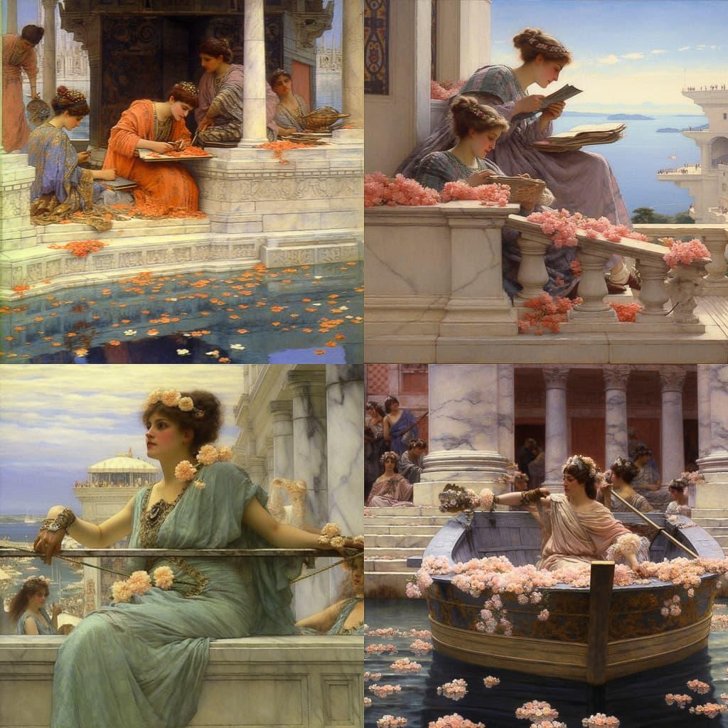 Lawrence Alma-Tadema style, Midjourney V5.1, render 1 of 4