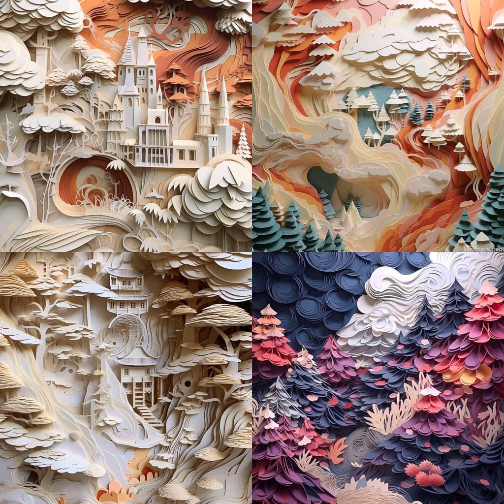 Layered paper style, Midjourney V5.1, render 1 of 4