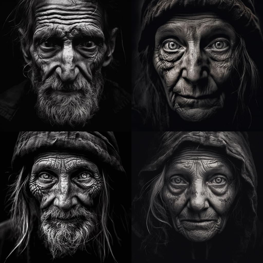 Lee Jeffries style, Midjourney V5.1, render 1 of 4