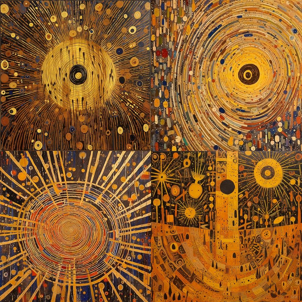 Lee Mullican style, Midjourney V5.1, render 1 of 4