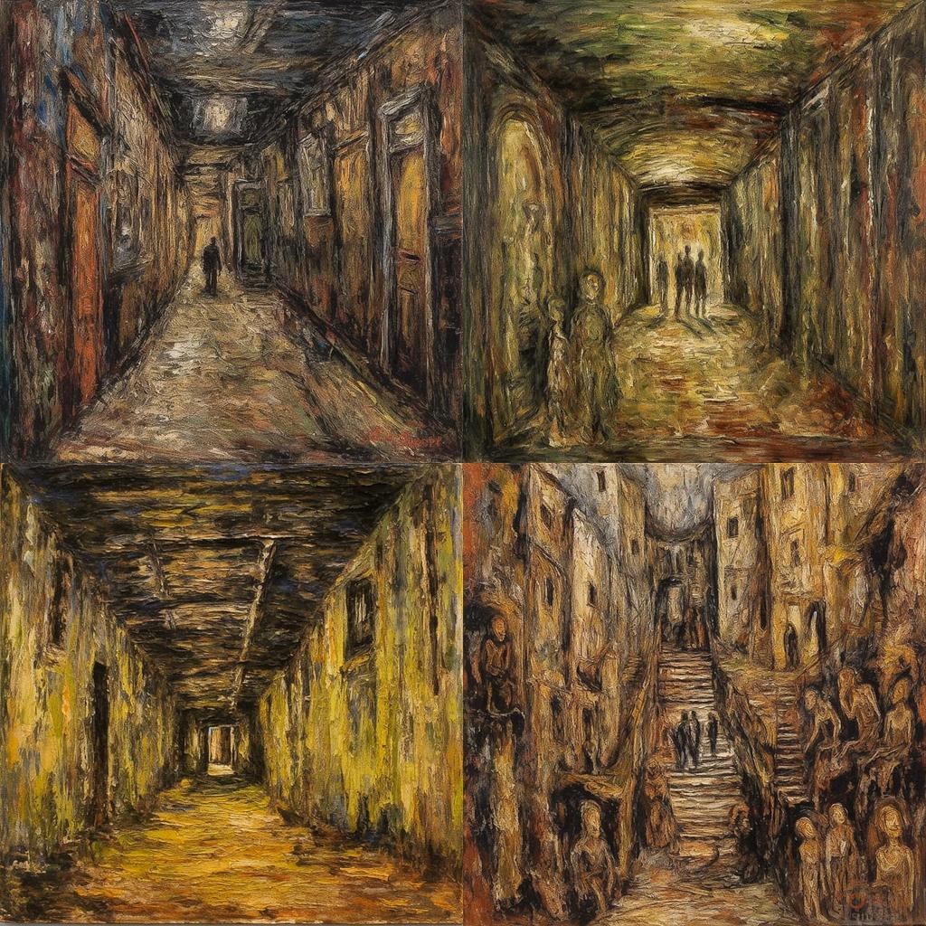 Leon Kossoff style, Midjourney V5.1, render 1 of 4
