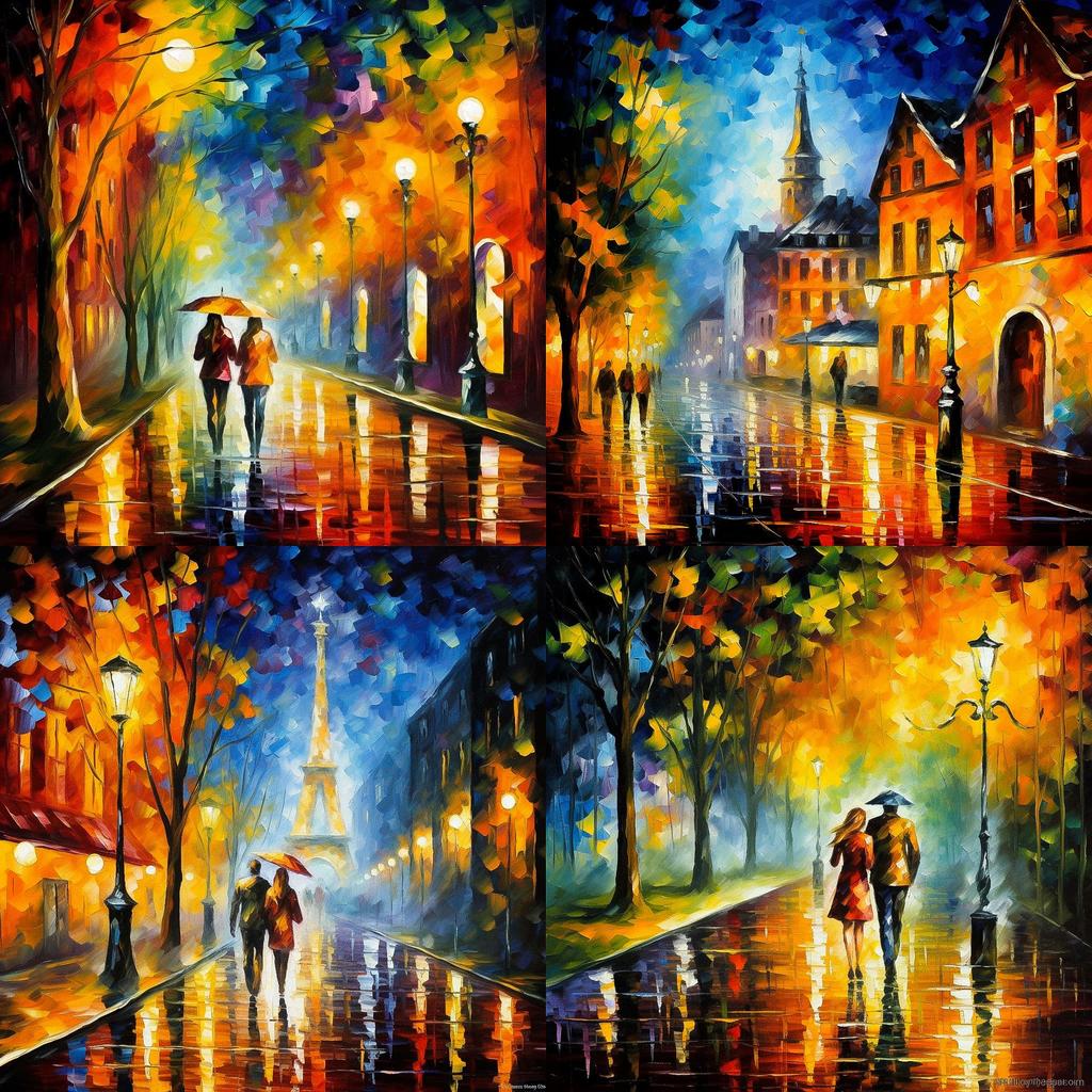 Leonid Afremov style, Midjourney V5.1, render 1 of 4