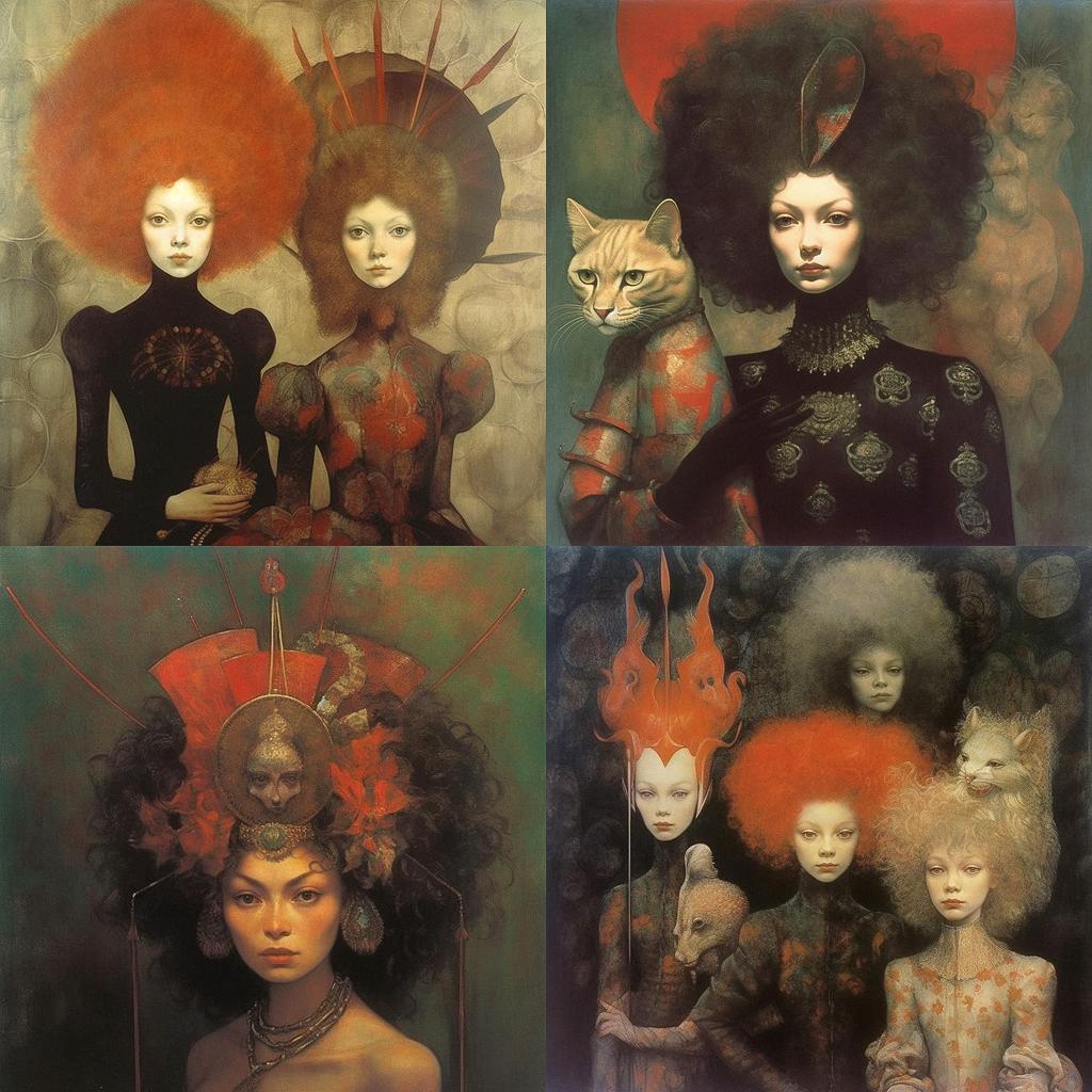 Leonor Fini style, Midjourney V5.1, render 1 of 4