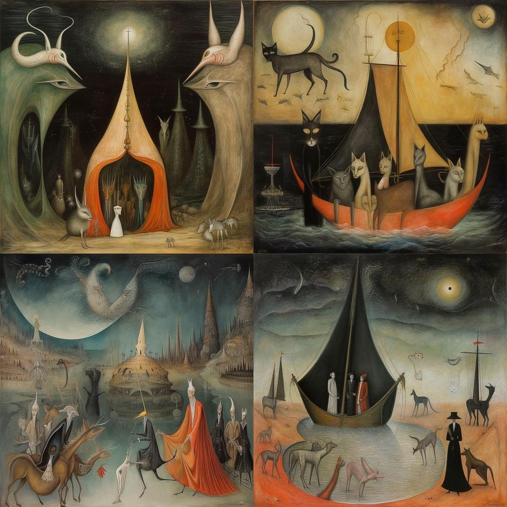 Leonora Carrington style, Midjourney V5.1, render 1 of 4