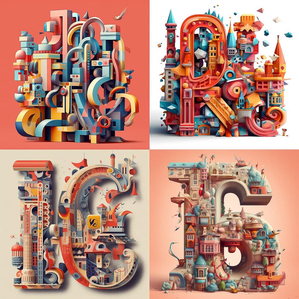 Letterism style, Midjourney V5.1, render 1 of 4