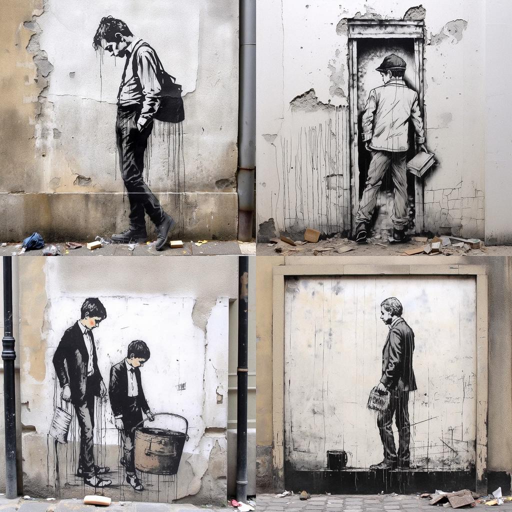 Levalet style, Midjourney V5.1, render 1 of 4