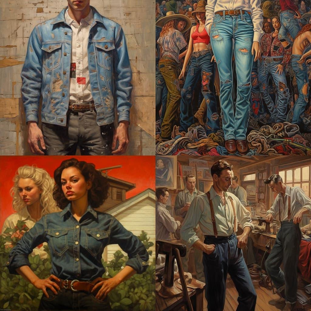 Levi Strauss style, Midjourney V5.1, render 1 of 4