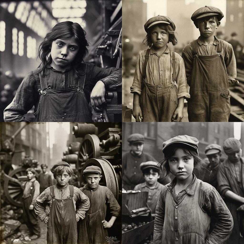 Lewis Hine style, Midjourney V5.1, render 1 of 4