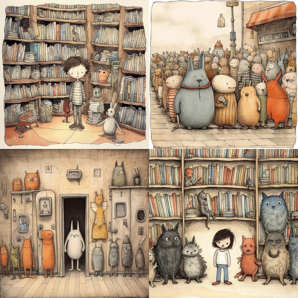 Liniers style, Midjourney V5.1, render 1 of 4
