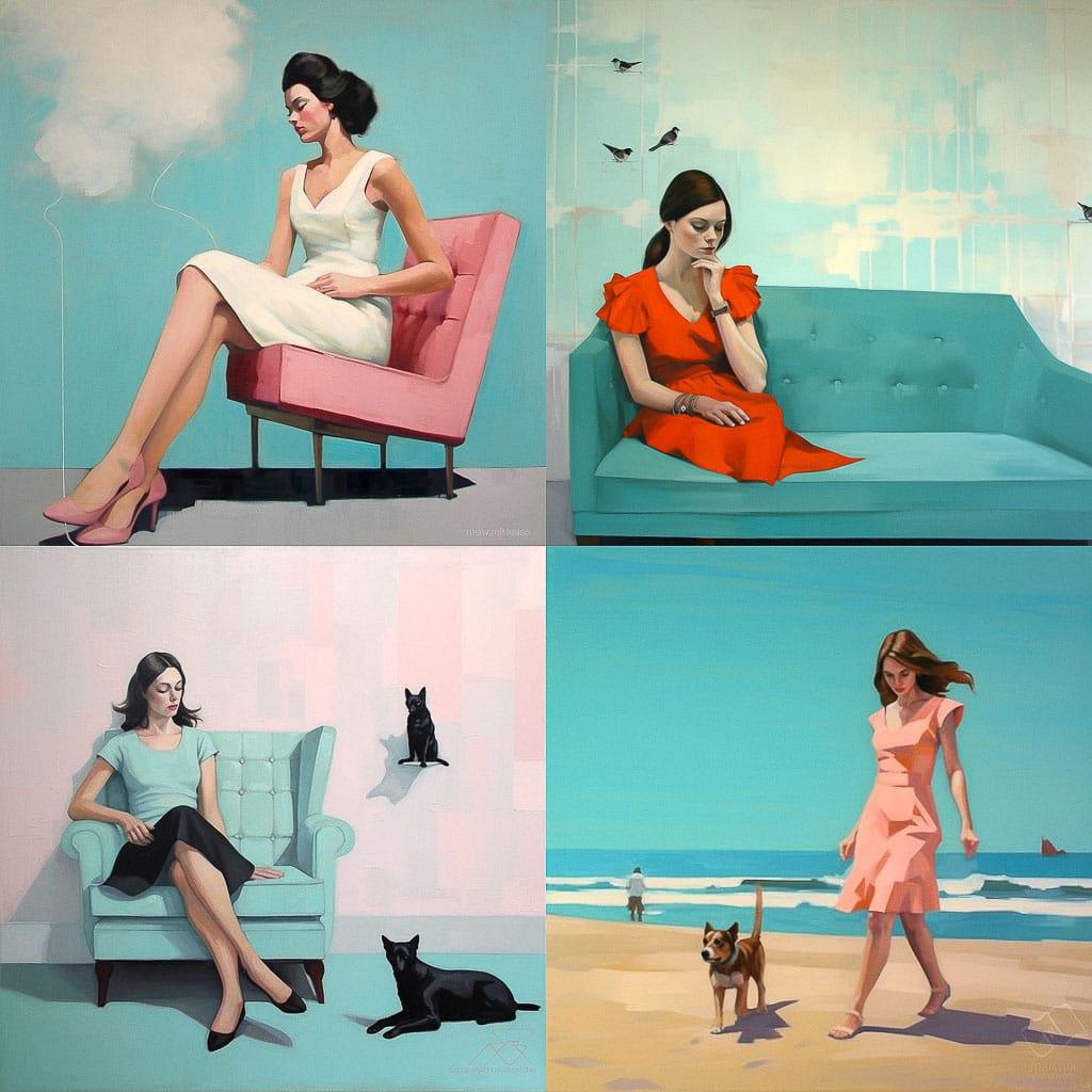 Lisa Golightly style, Midjourney V5.1, render 1 of 4