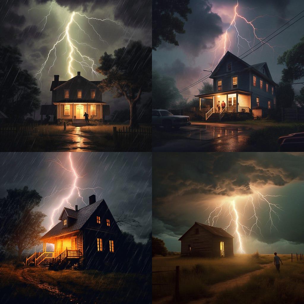Lit by lightning style, Midjourney V5.1, render 1 of 4