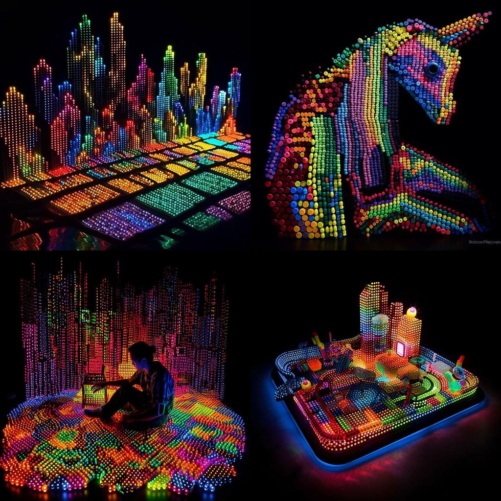 Lite Brite art style, Midjourney V5.1, render 1 of 4