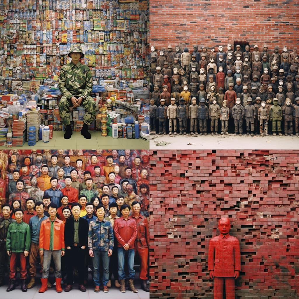 Liu Bolin style, Midjourney V5.1, render 1 of 4
