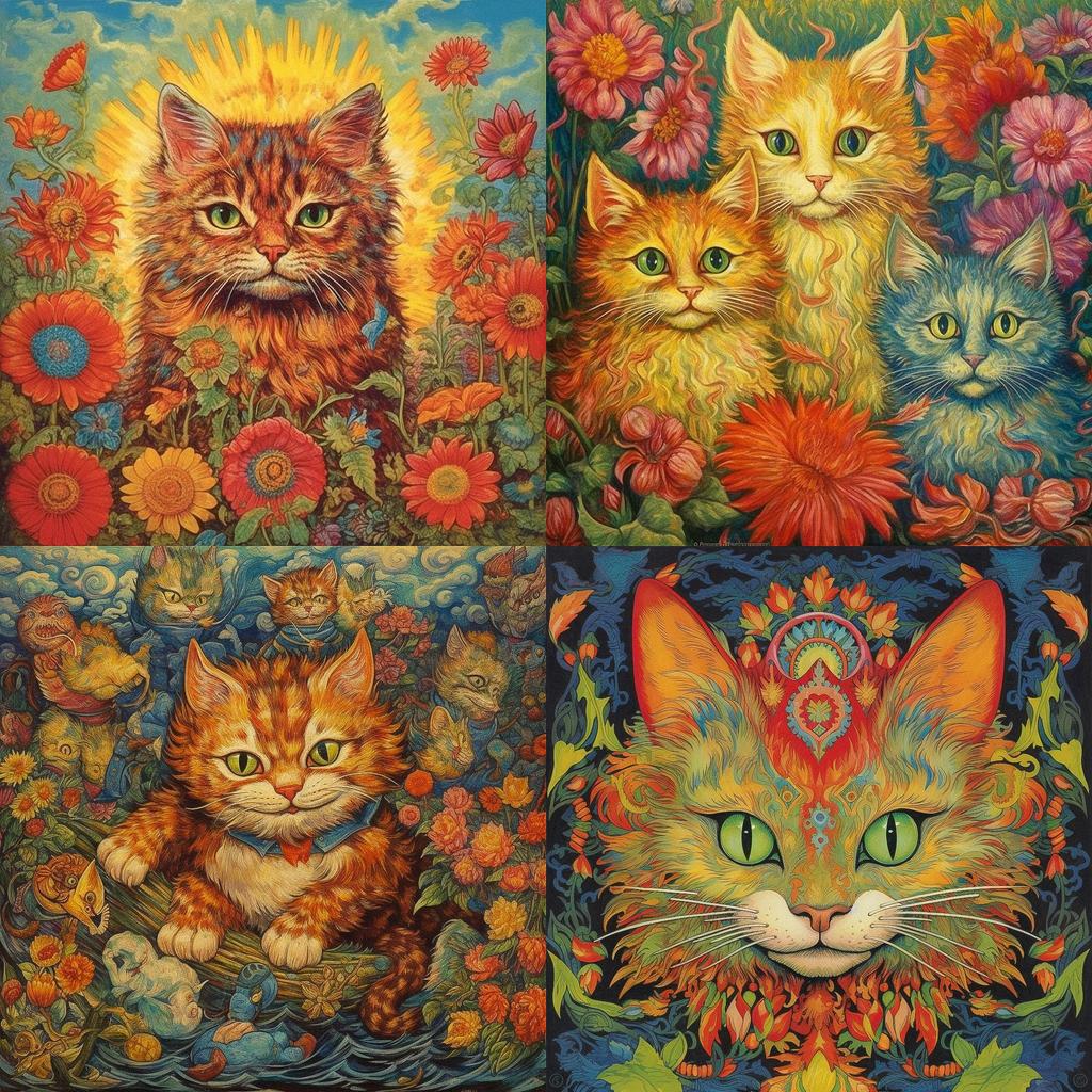 Louis Wain style, Midjourney V5.1, render 1 of 4