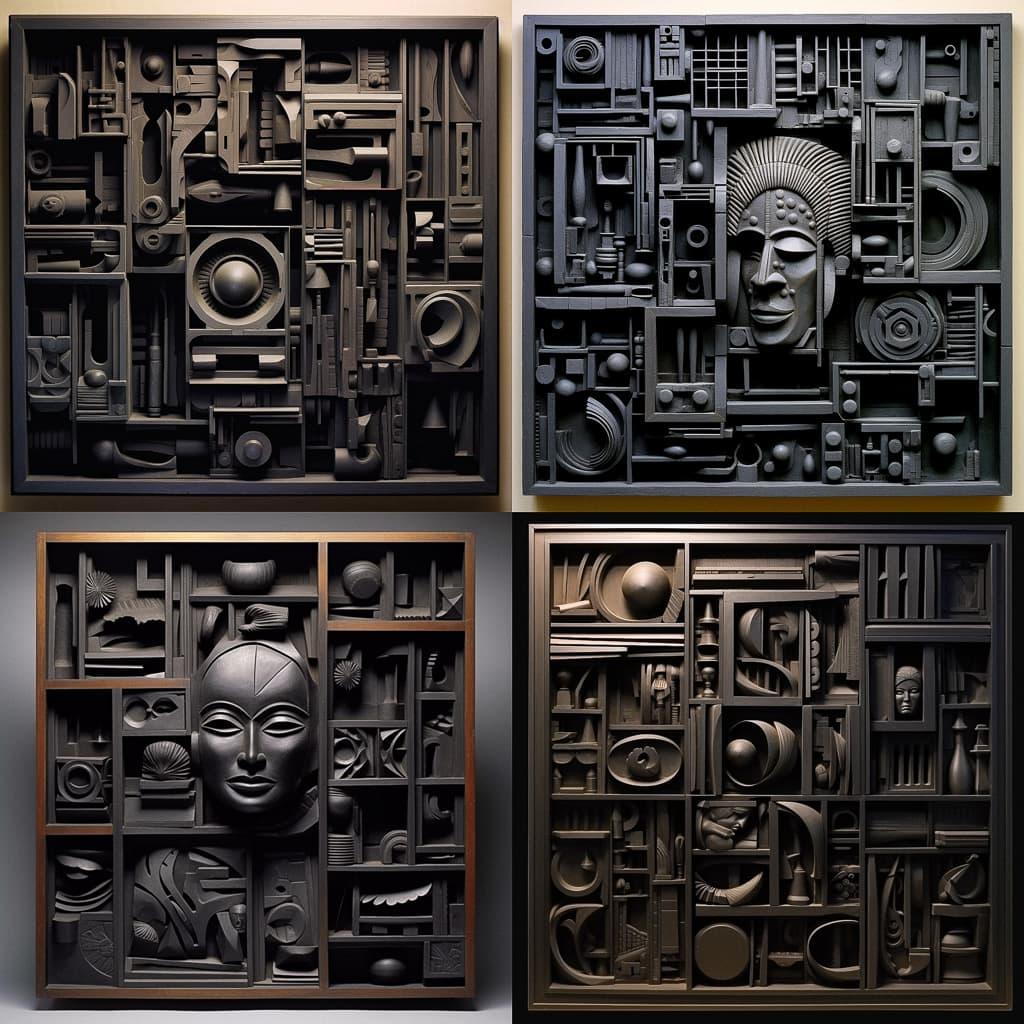 Louise Nevelson style, Midjourney V5.1, render 1 of 4