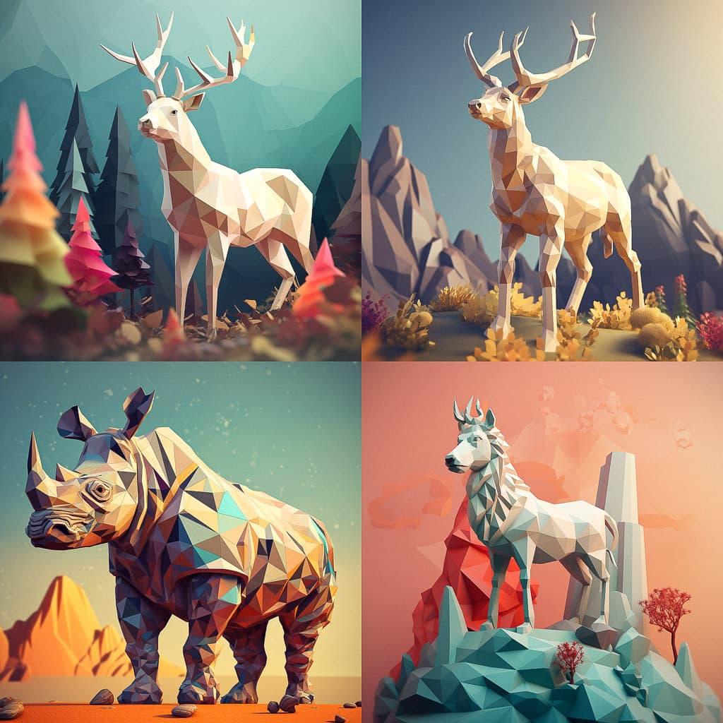 Low-poly style, Midjourney V5.1, render 1 of 4