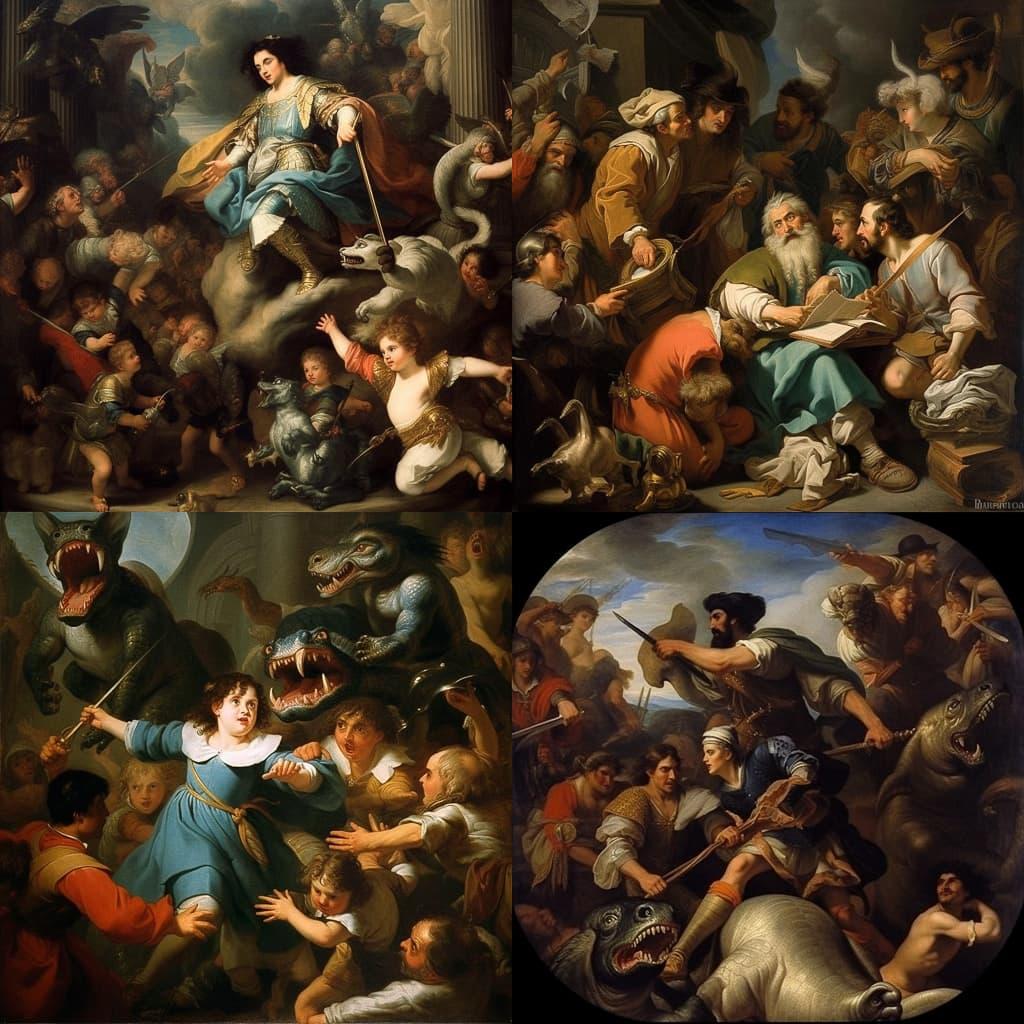 Luca Giordano style, Midjourney V5.1, render 1 of 4
