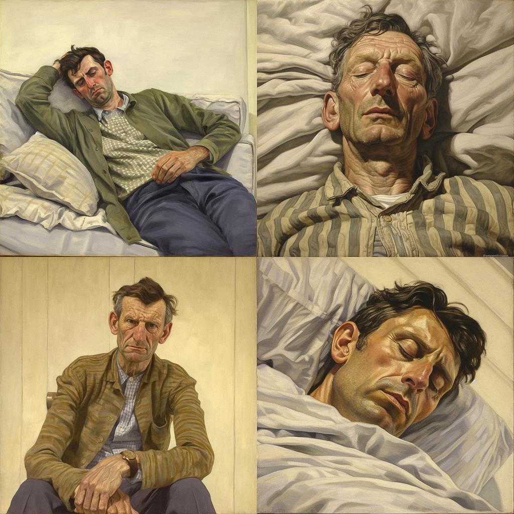 Lucian Freud style, Midjourney V5.1, render 1 of 4
