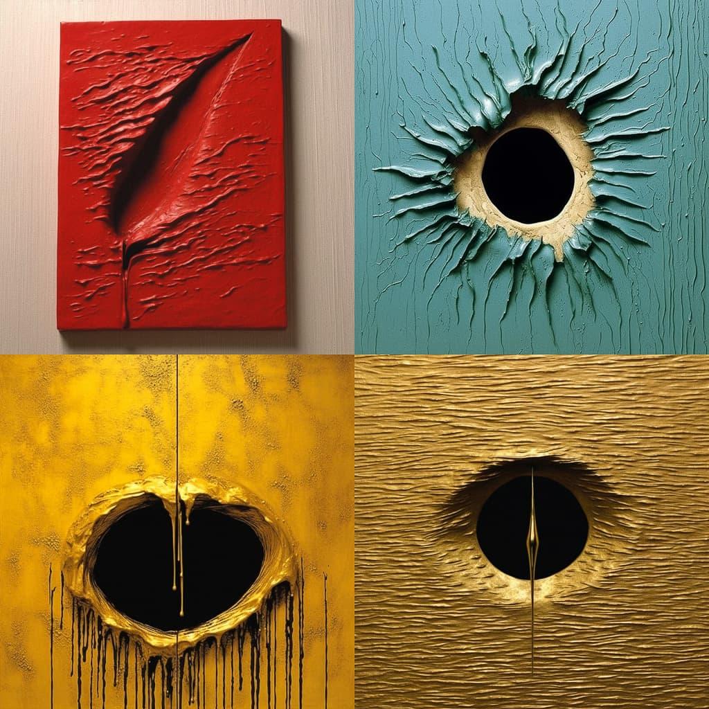 Lucio Fontana style, Midjourney V5.1, render 1 of 4