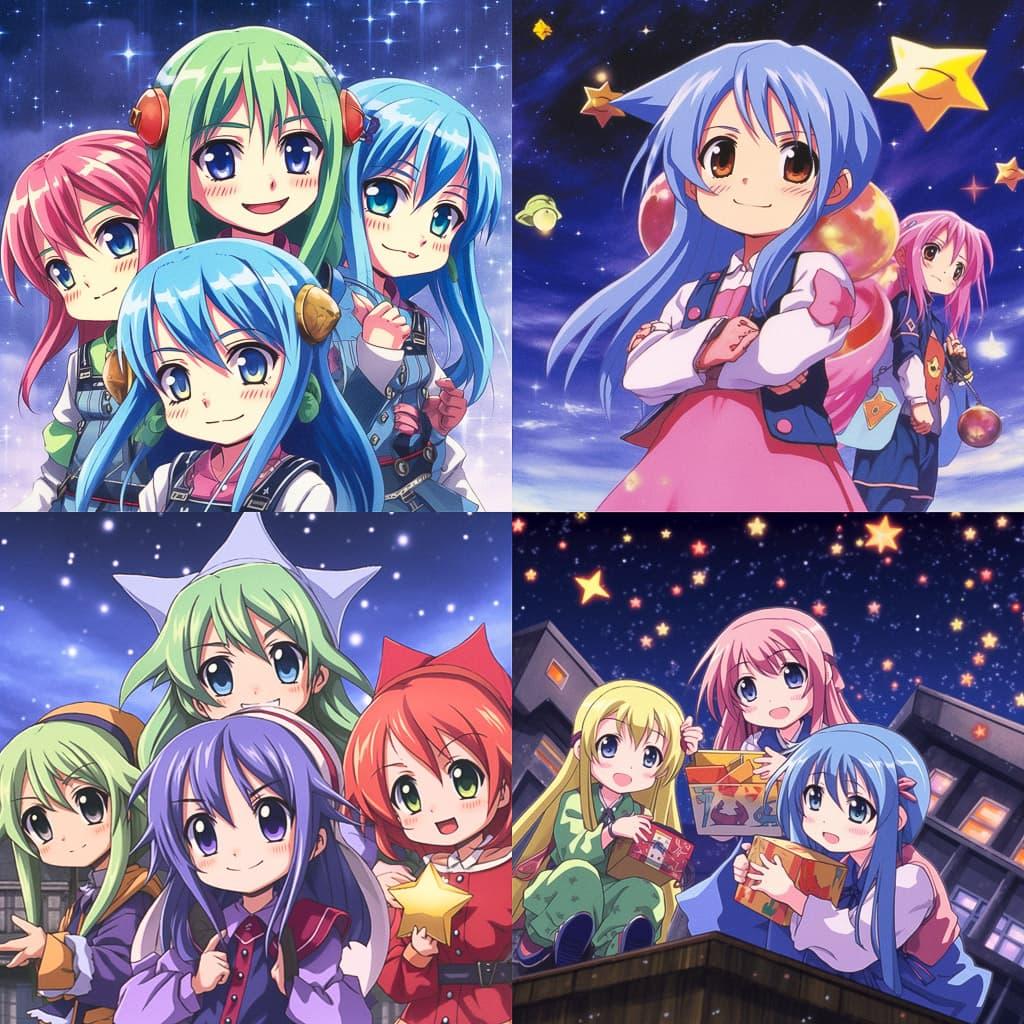 Lucky Star style, Midjourney V5.1, render 1 of 4