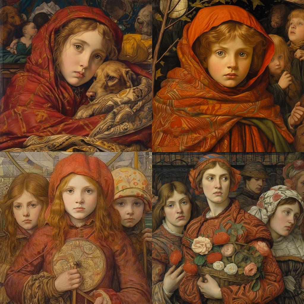 Lucy Madox Brown style, Midjourney V5.1, render 1 of 4