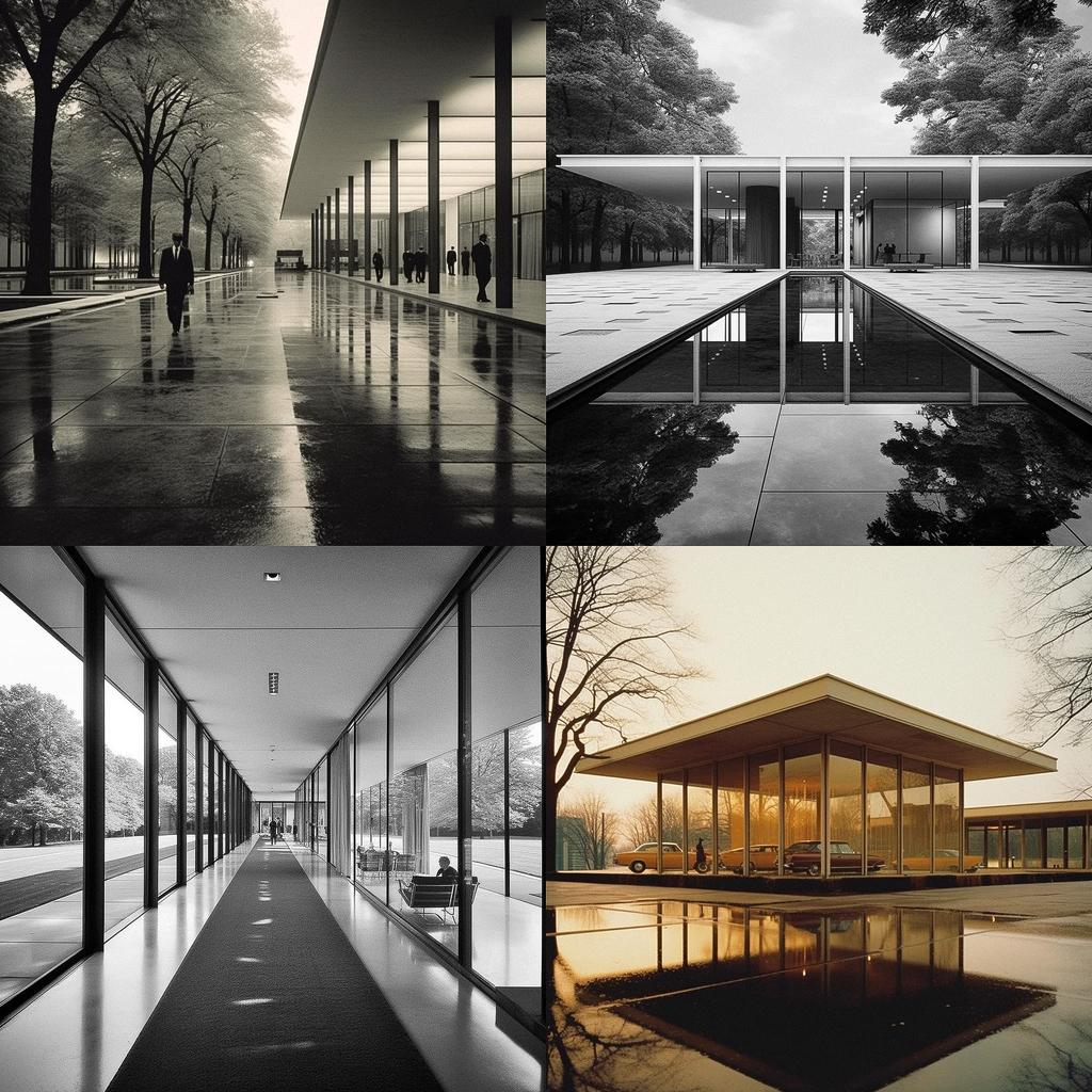 Ludwig Mies van der Rohe style, Midjourney V5.1, render 1 of 4
