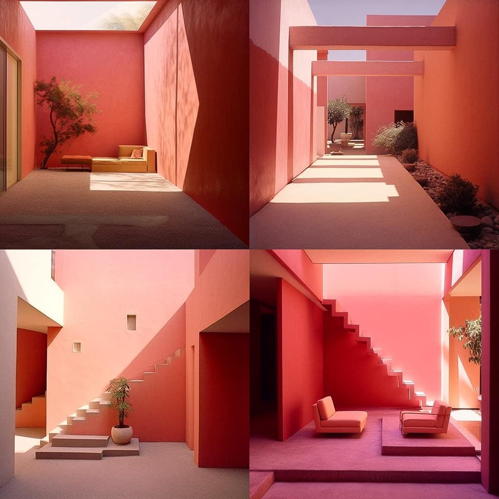 Luis Barragan style, Midjourney V5.1, render 1 of 4