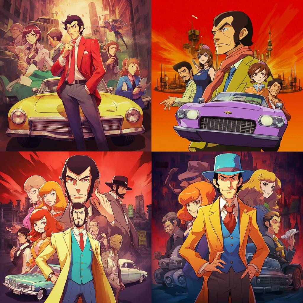 Lupin the Third style, Midjourney V5.1, render 1 of 4