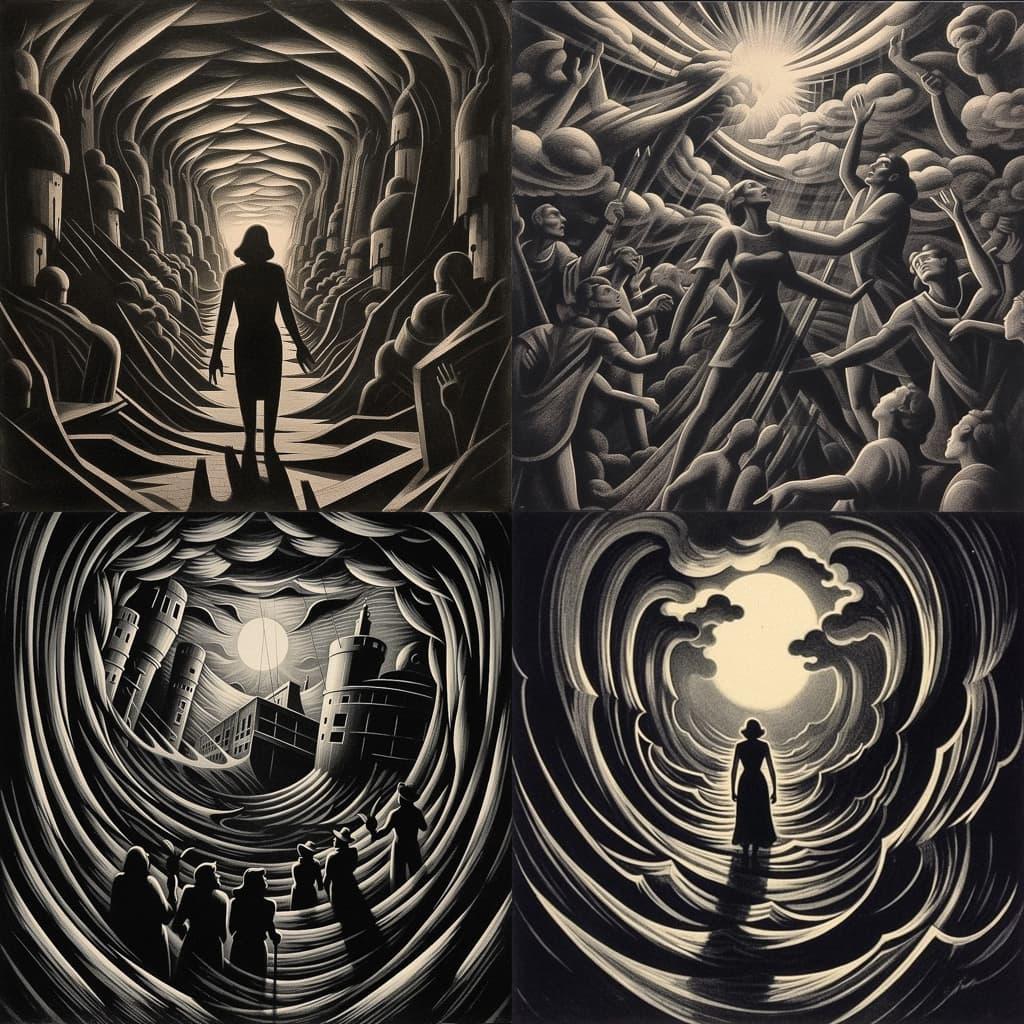 Lynd Ward style, Midjourney V5.1, render 1 of 4