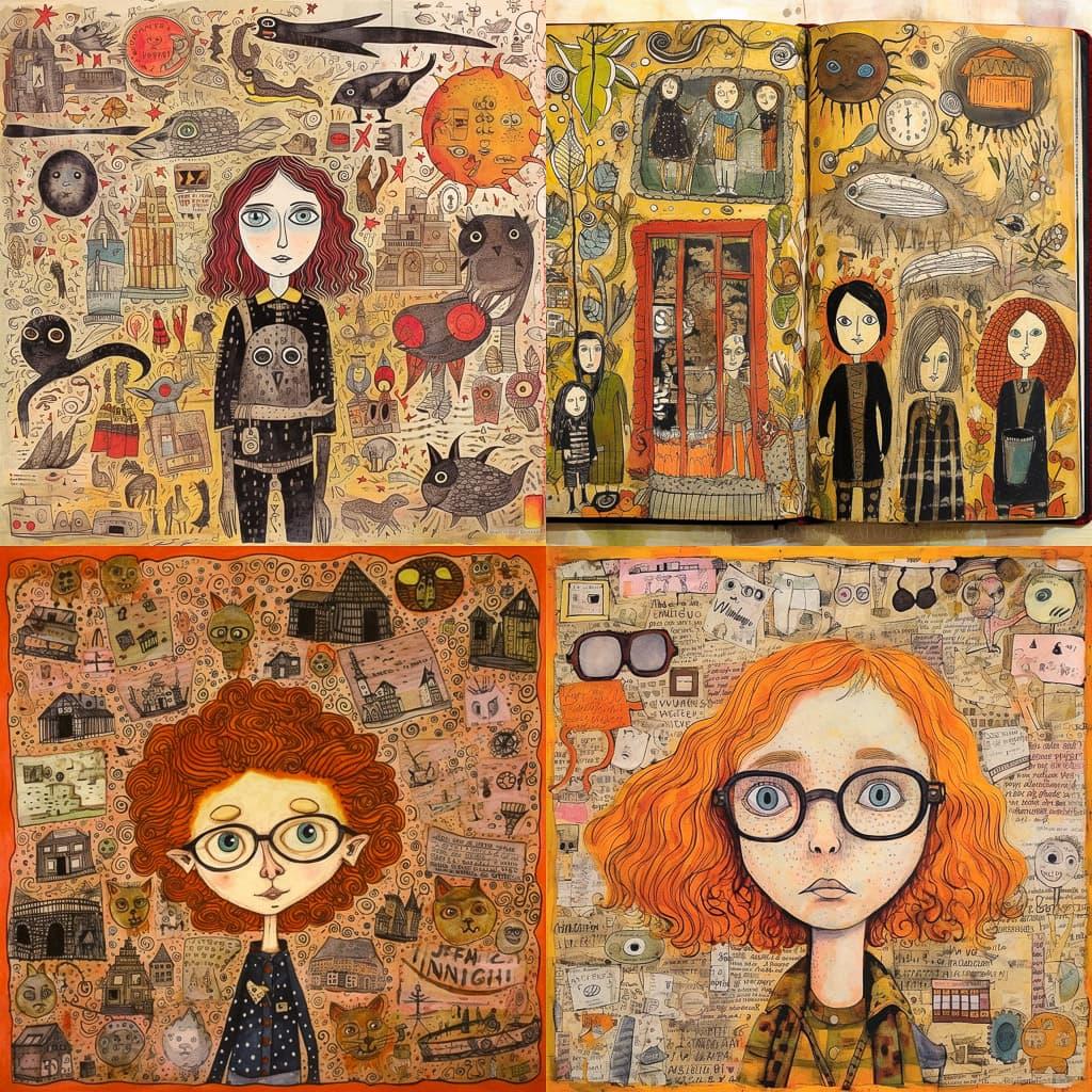 Lynda Barry style, Midjourney V5.1, render 1 of 4