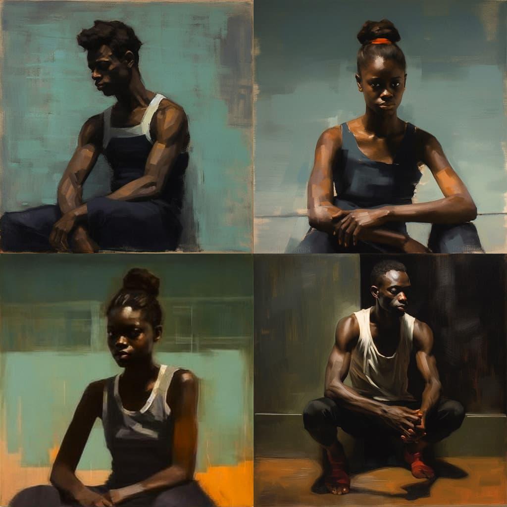 Lynette Yiadom-Boakye style, Midjourney V5.1, render 1 of 4