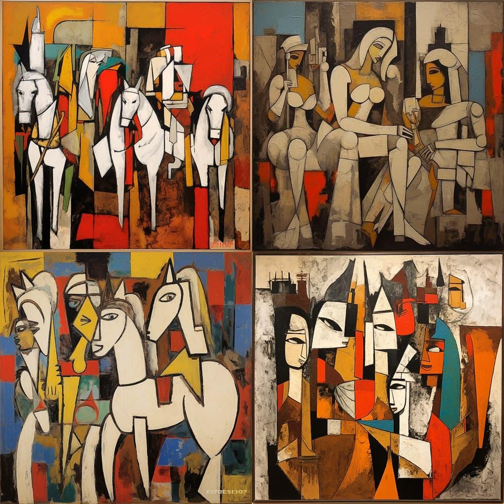 M. F. Husain style, Midjourney V5.1, render 1 of 4