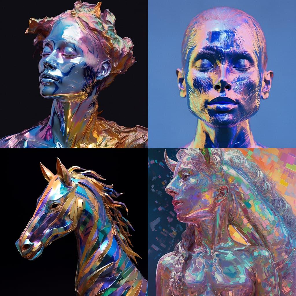 Made of iridescent foil style, Midjourney V5.1, render 1 of 4