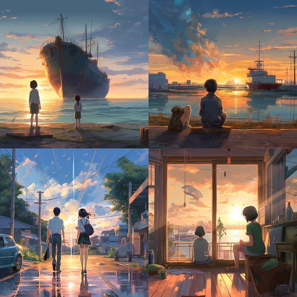 Makoto Shinkai style, Midjourney V5.1, render 1 of 4